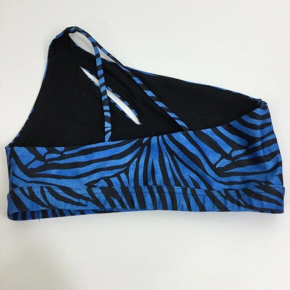 Onzie Womens Zebra Print One Shoulder Cutout Bikini Top Blue Black Size … - Picture 4 of 9